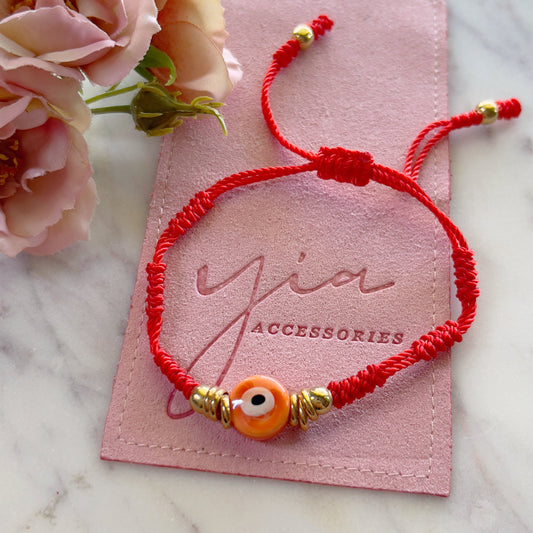 Orange Ceramin Evil Eye bracelet