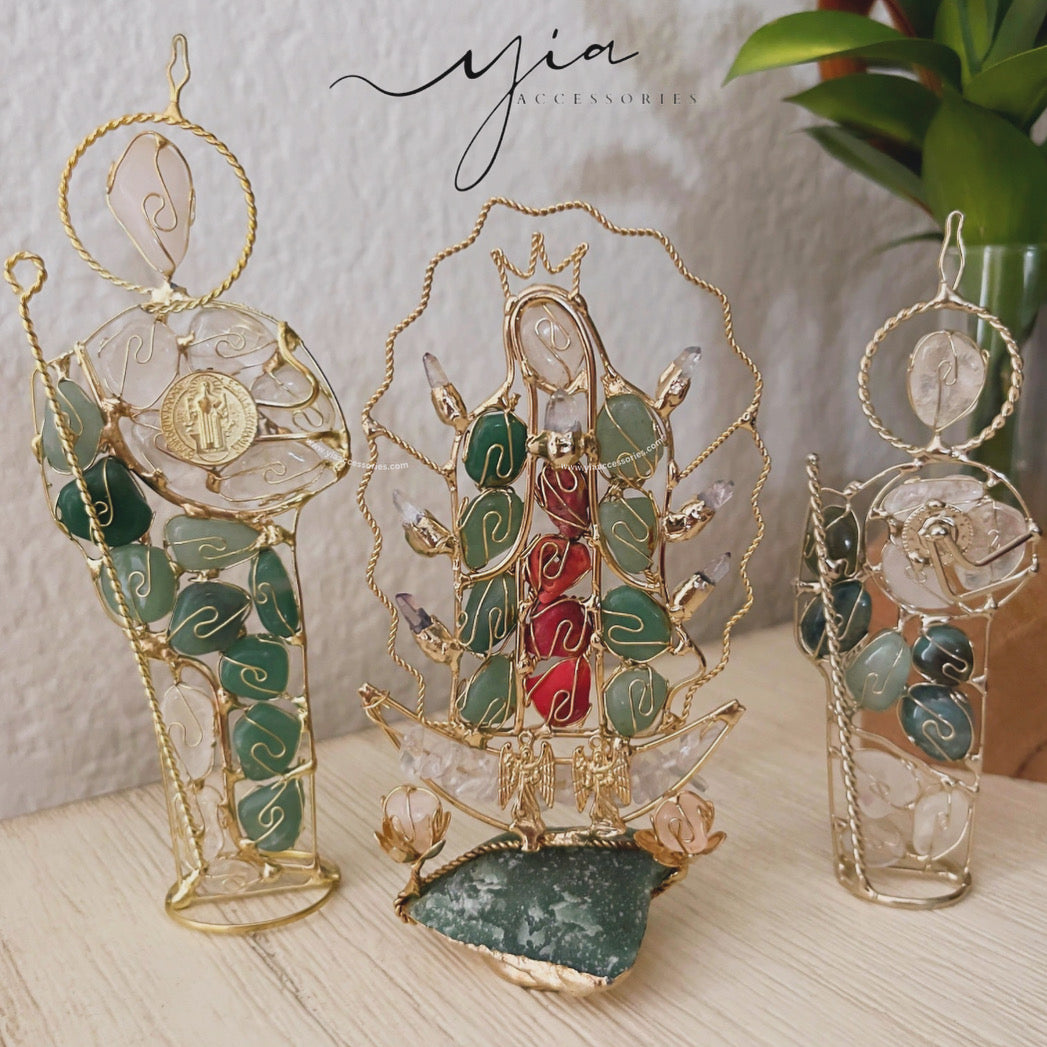 Virgencita & San Judas Crystal Statues