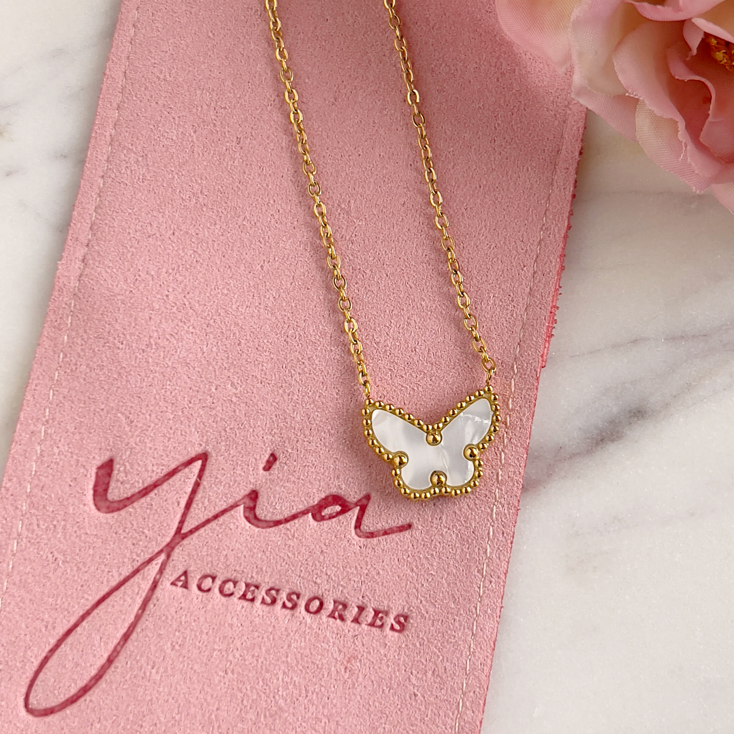 Pearly Bell Butterfly Necklace