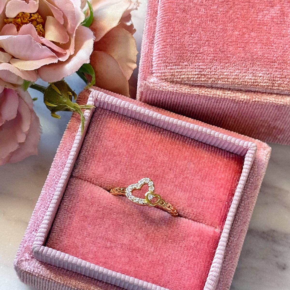 Two Ring Angel Angel Double Heart ring – Yia Accessories