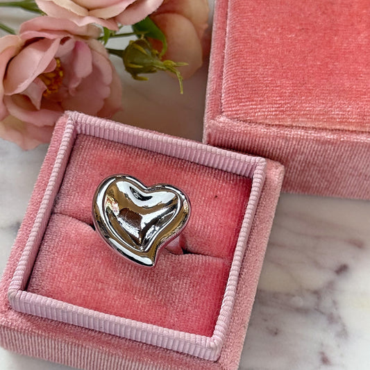 Silver Chunky Heart Ring