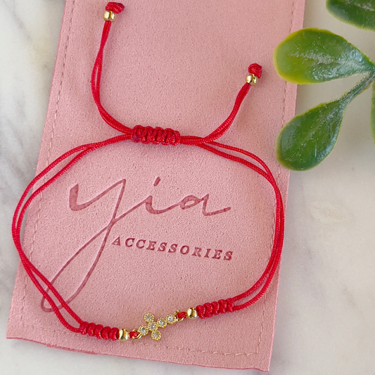 Tiny Cross Red String bracelet