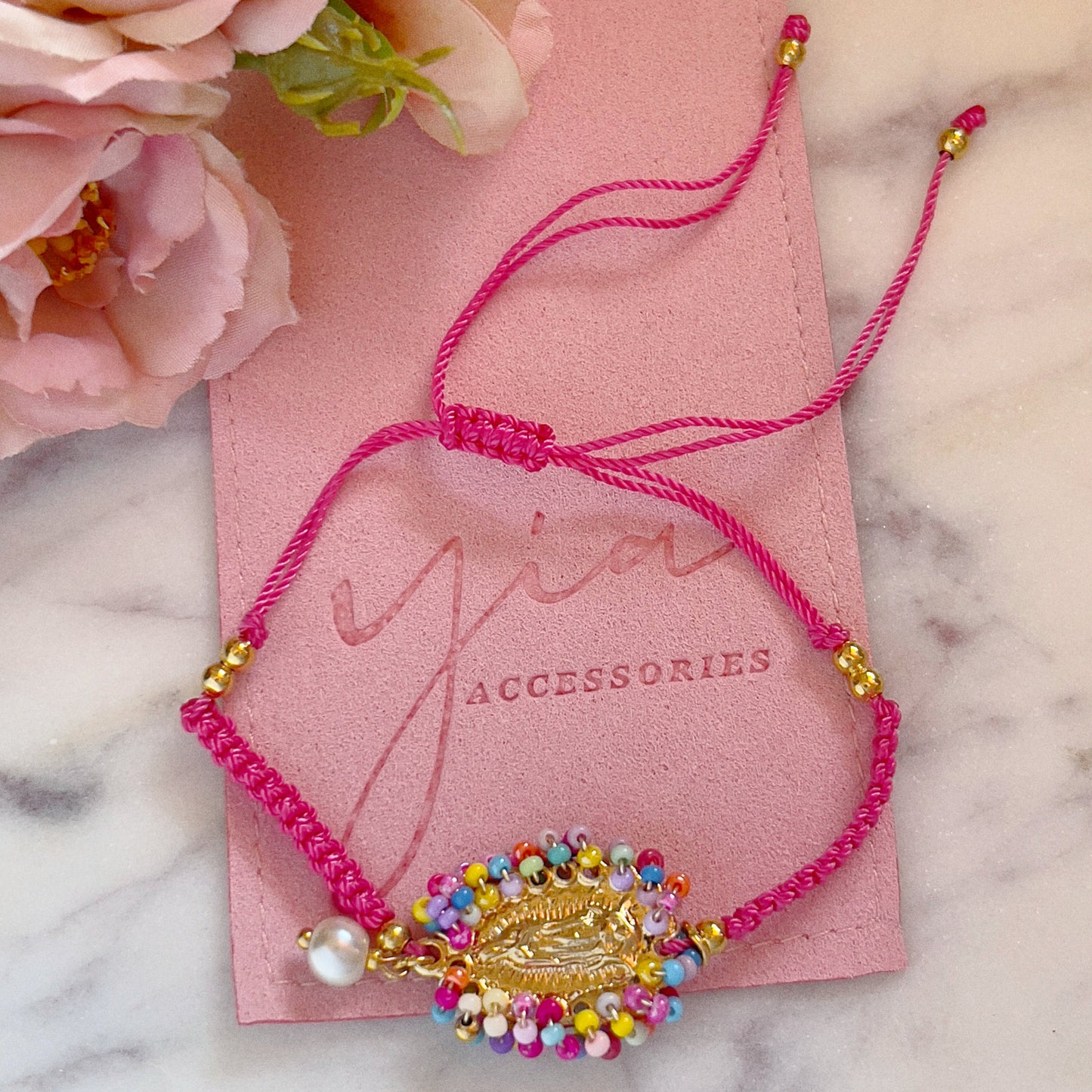 Pink Virgencita Beaded bracelet