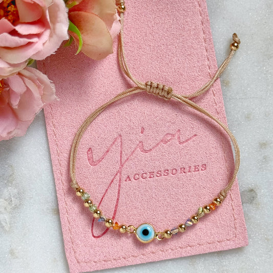 Clear Path White Evil Eye bracelet