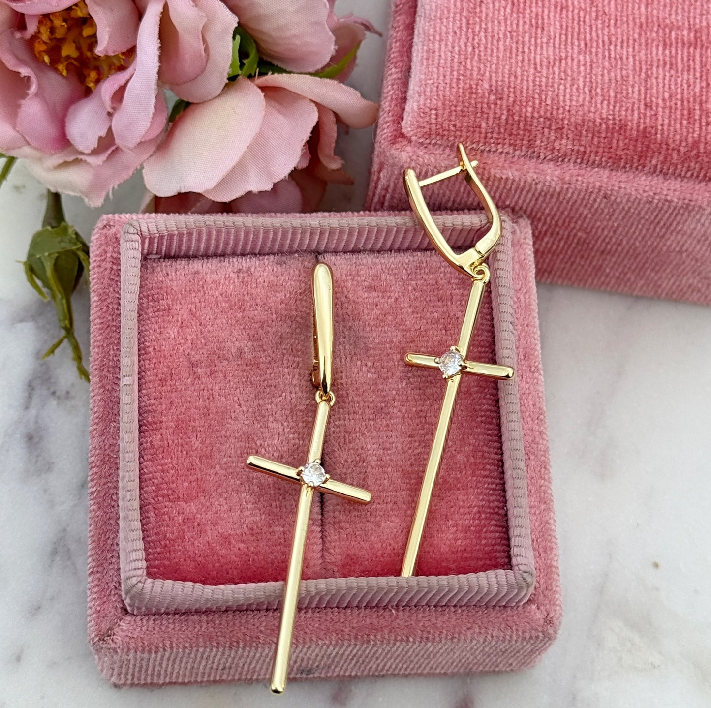 Fe Cross Earrings