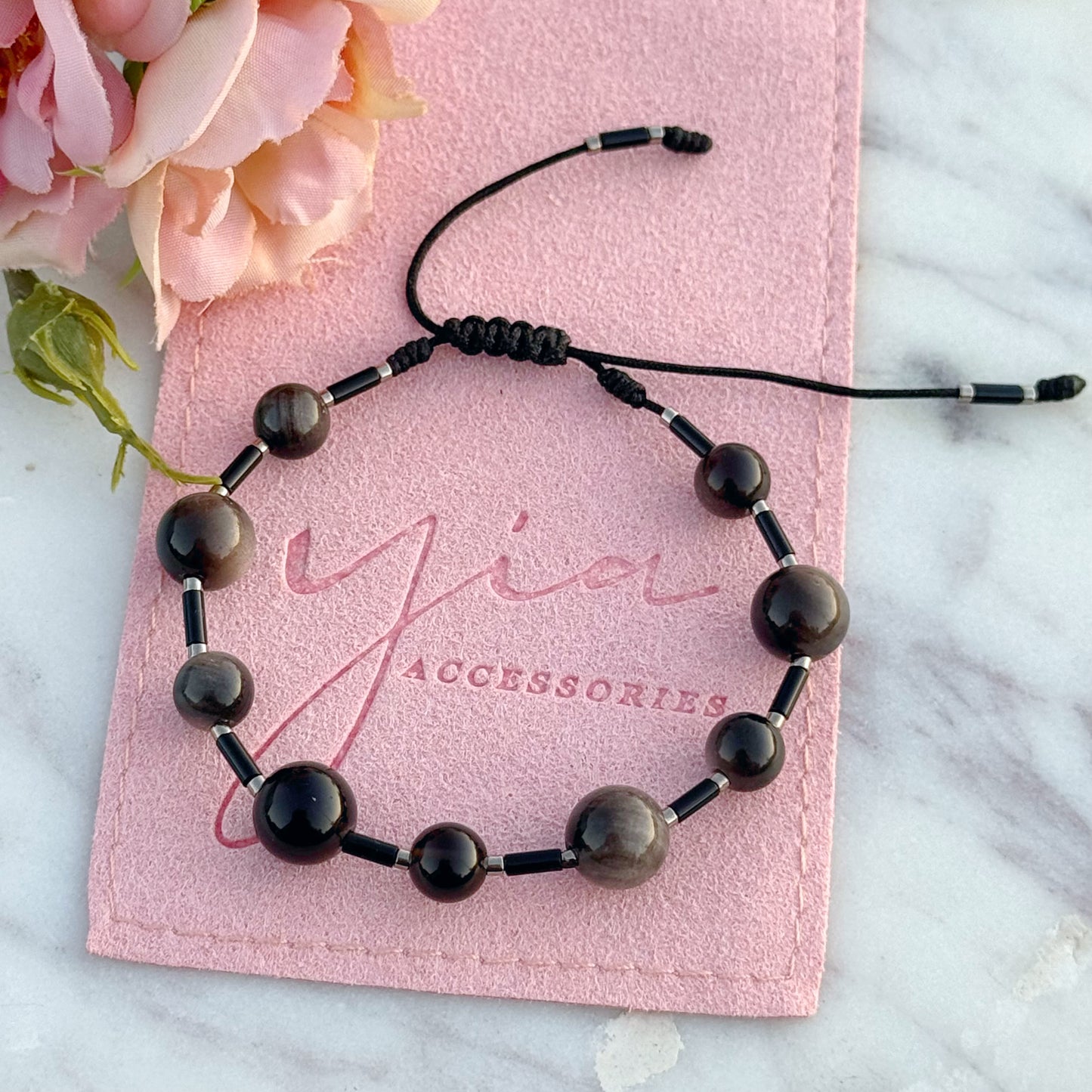 Silver Obsidian Bracelet