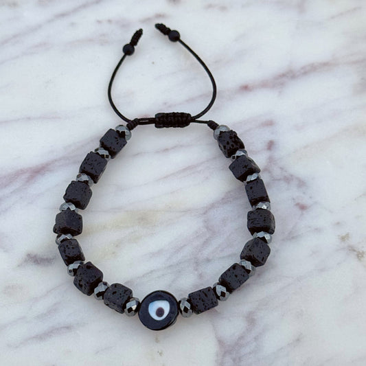 Mens Volcanic Stone Evil Eye bracelet