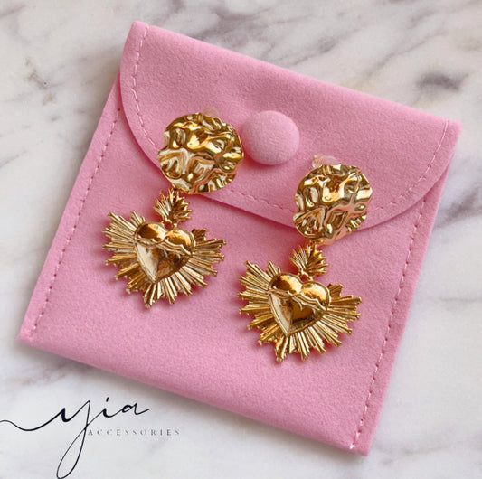 Golden Sagrado Corazon Earrings