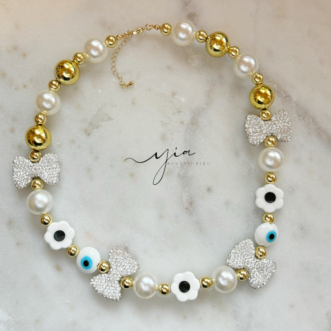 Chunky Bow Evil Eye Necklace