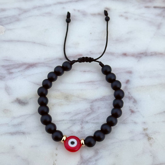 Mens Matte Evil Eye Beaded Bracelet