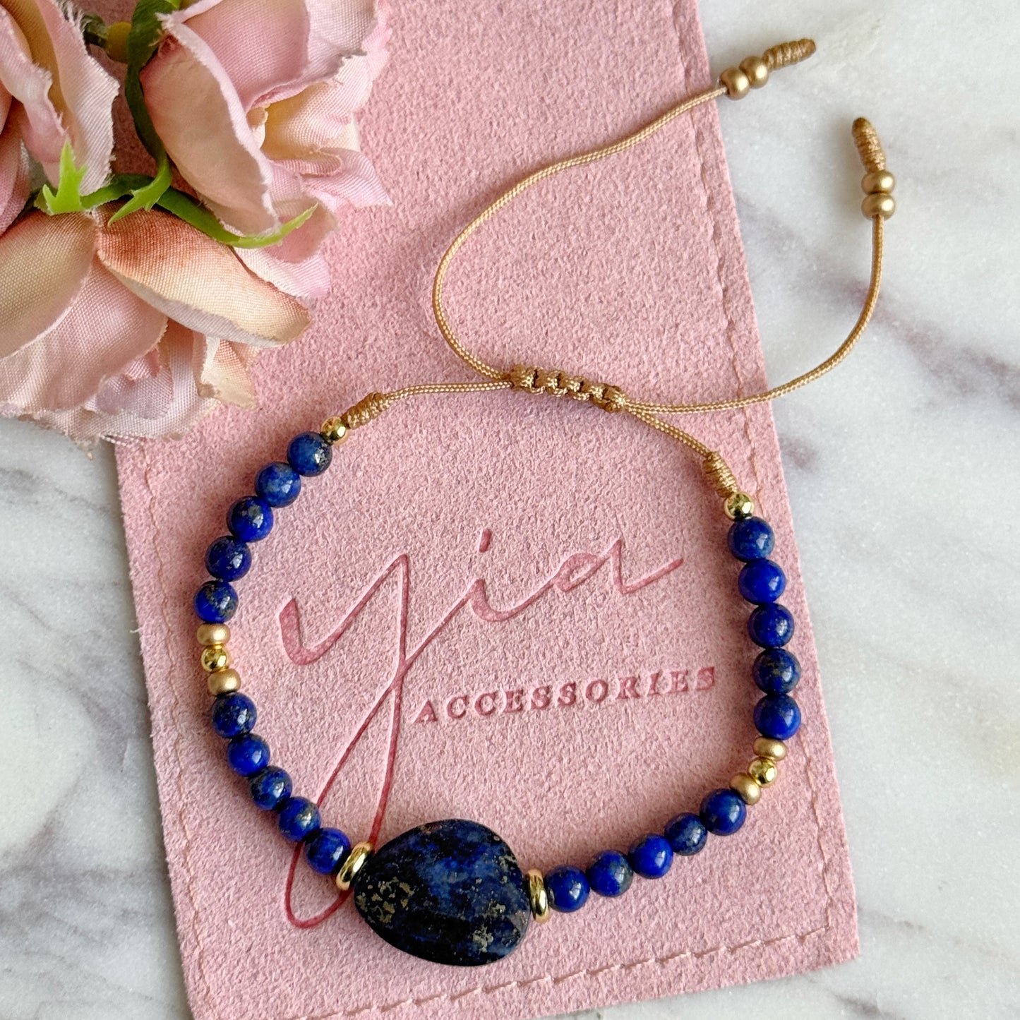 Natural Stone Jade or Lapis Lazuli Bracelet