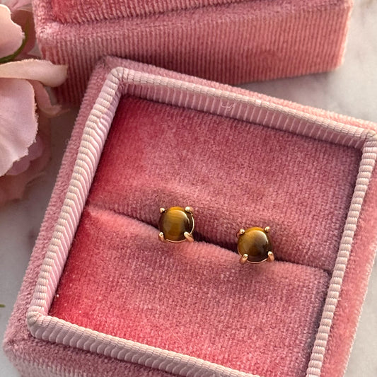 Mini Ojito de Tigre Stone Earrings