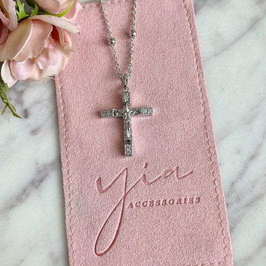 Jesus Silver Cross Necklace