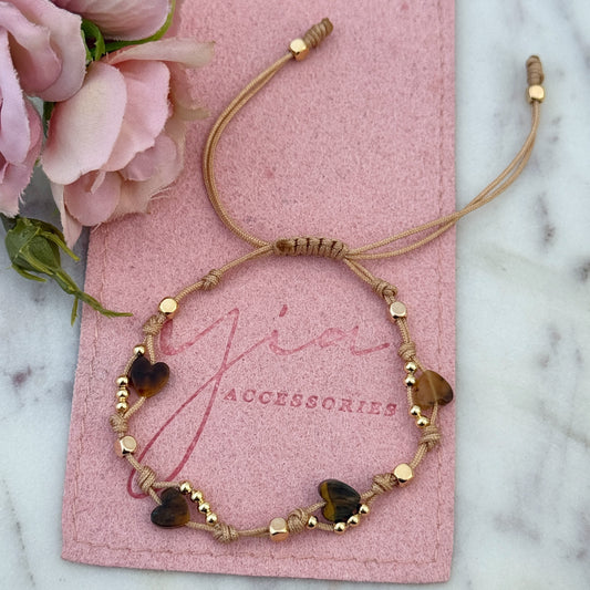 Tigers Eye Mini Heart Bracelet