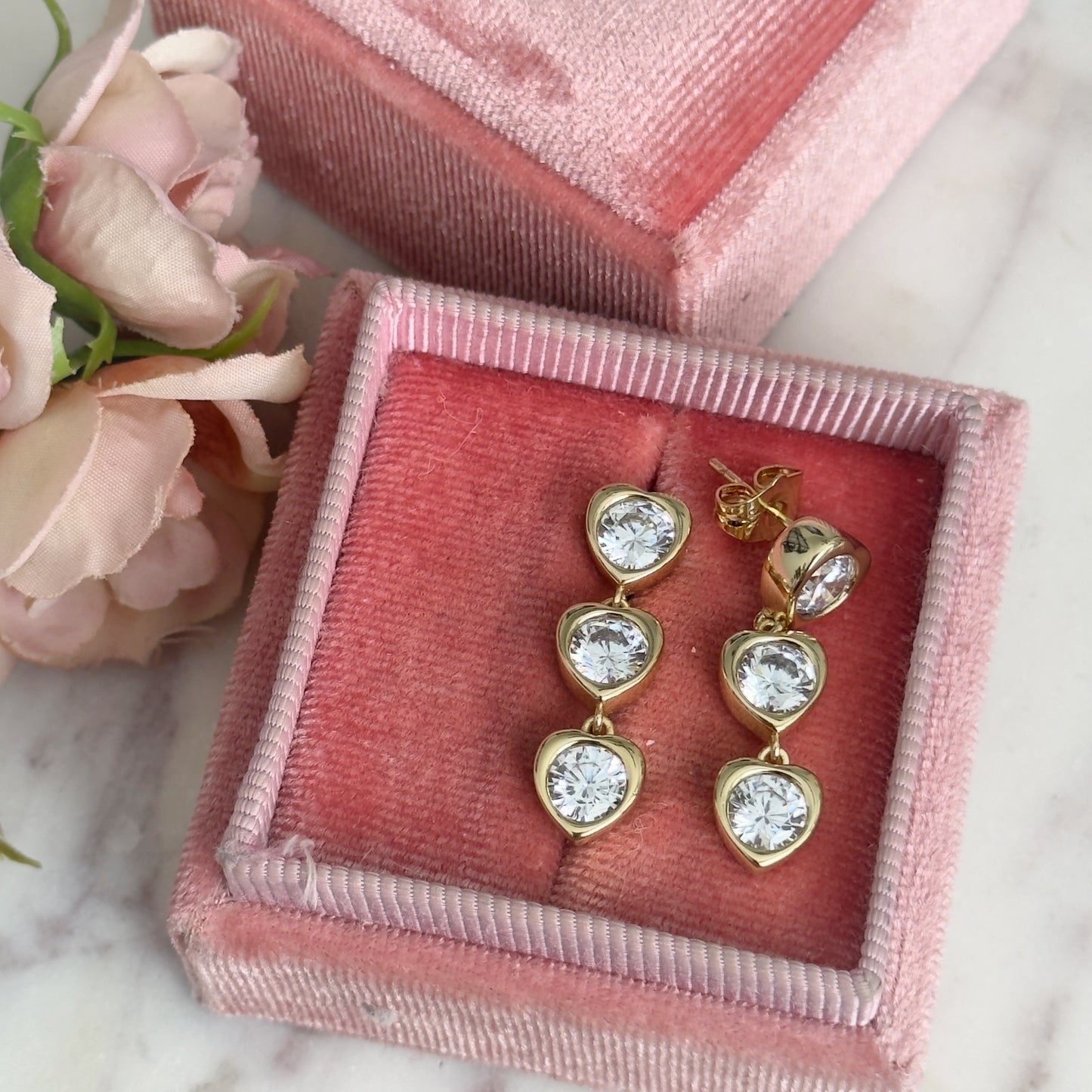 Tres amores - Heart Earrings