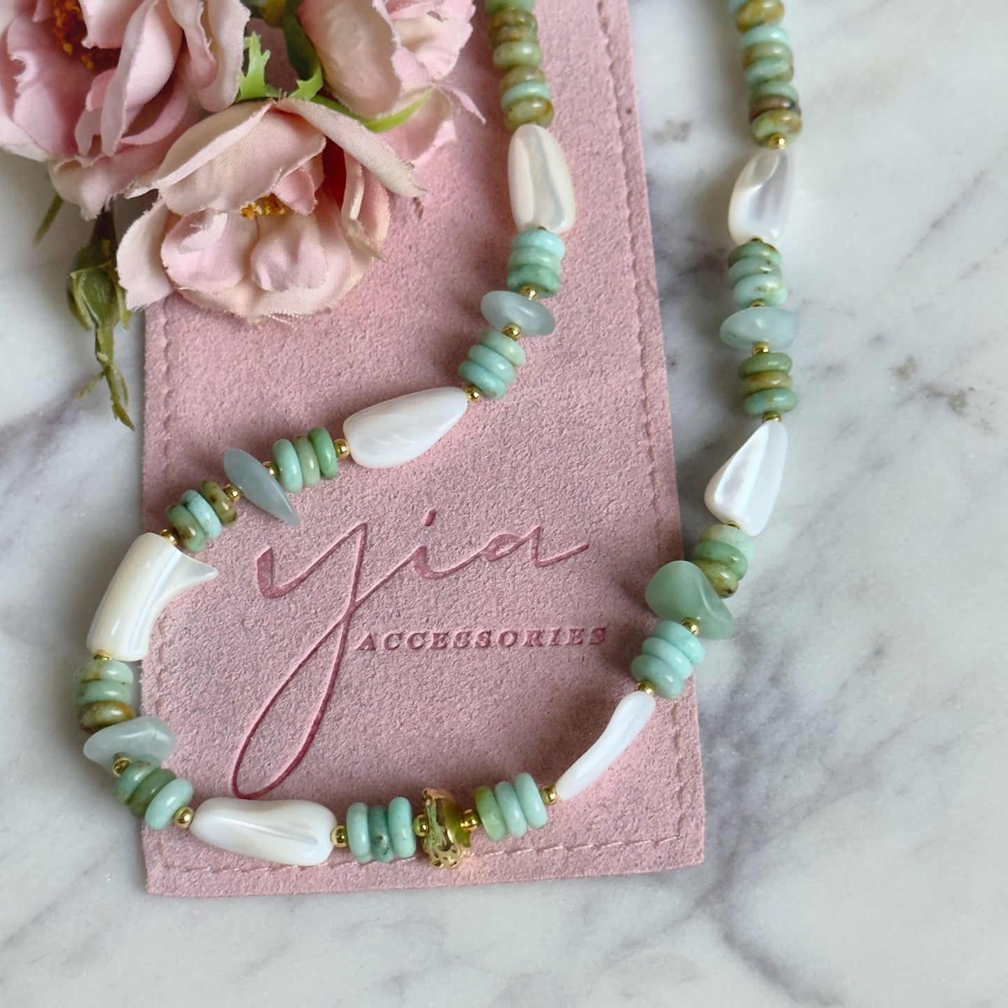 Turquoise Shell Pearl Choker