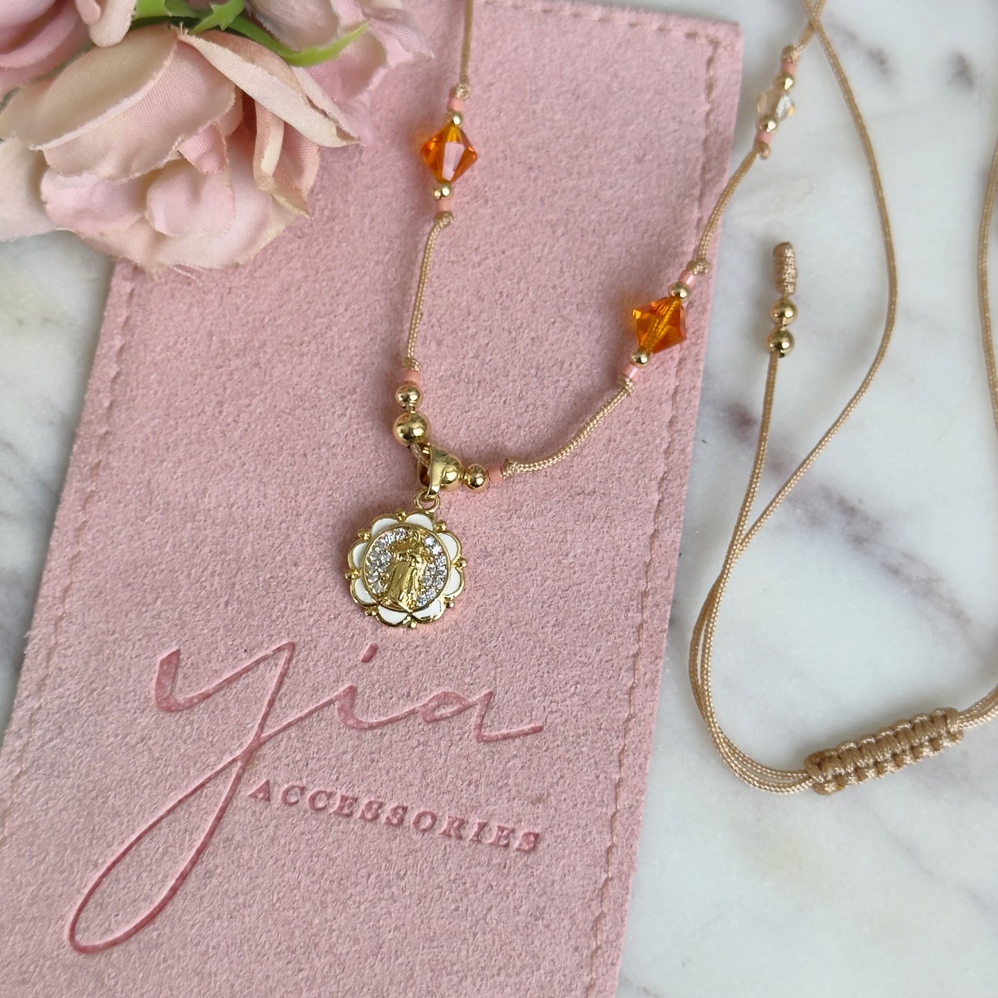 Golden Virgencita - String Necklace