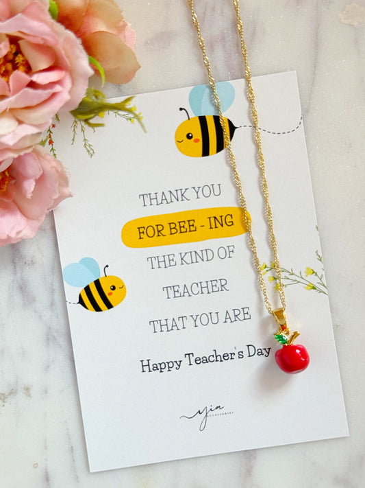 Teacher Appreciation Apple Necklace