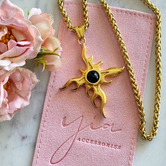 Onyx Celestial Pendant Necklace