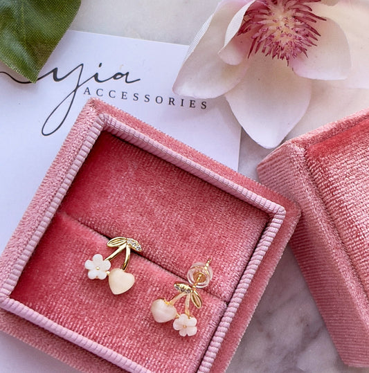 Cherry Flower heart studs