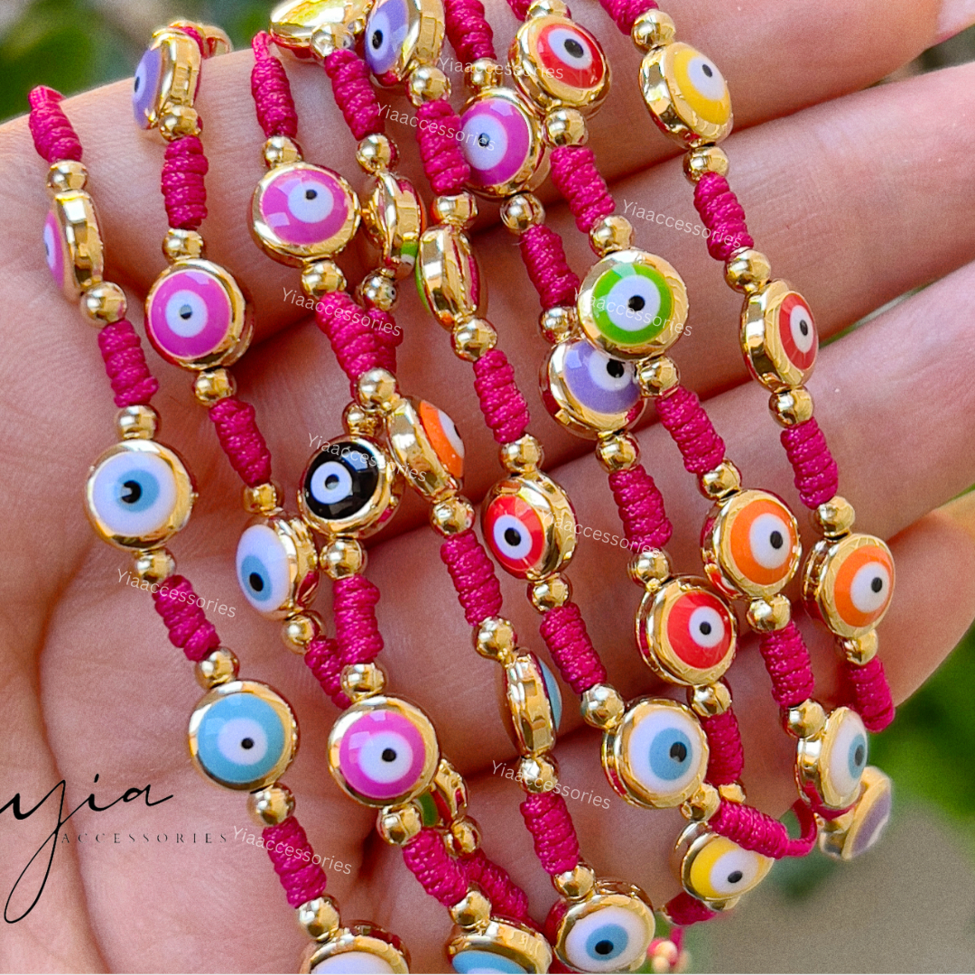 Multicolor Enameled Evil Eye bracelet