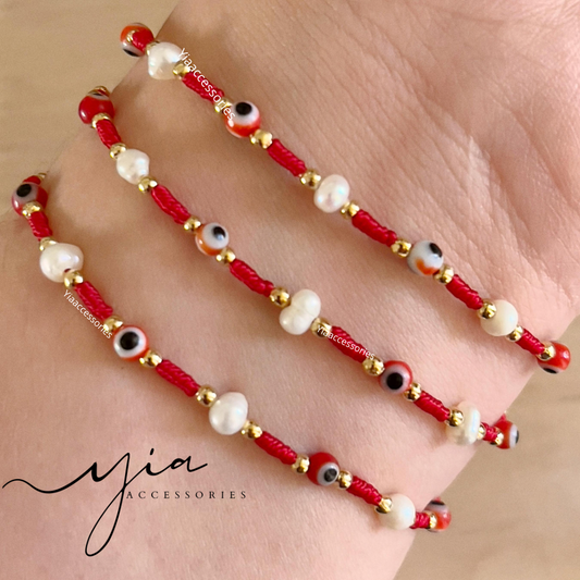 Dainty Red Evil eye & knots