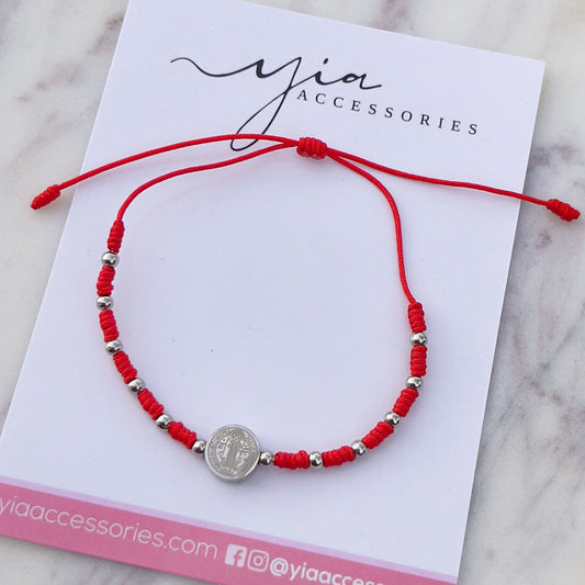 Stainless Steel San Benito Red string bracelet