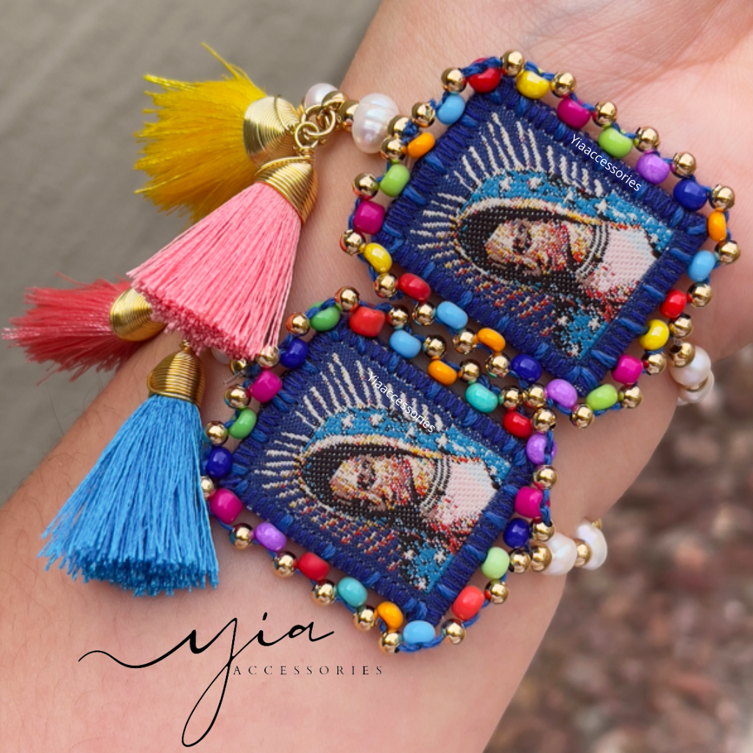 Large Virgencita Tassel Escapulario bracelet