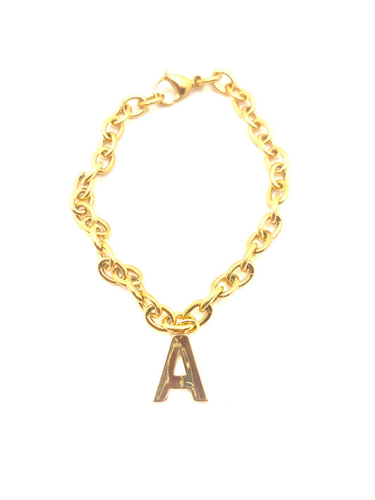 Pulsera Inicial de acero y chapa