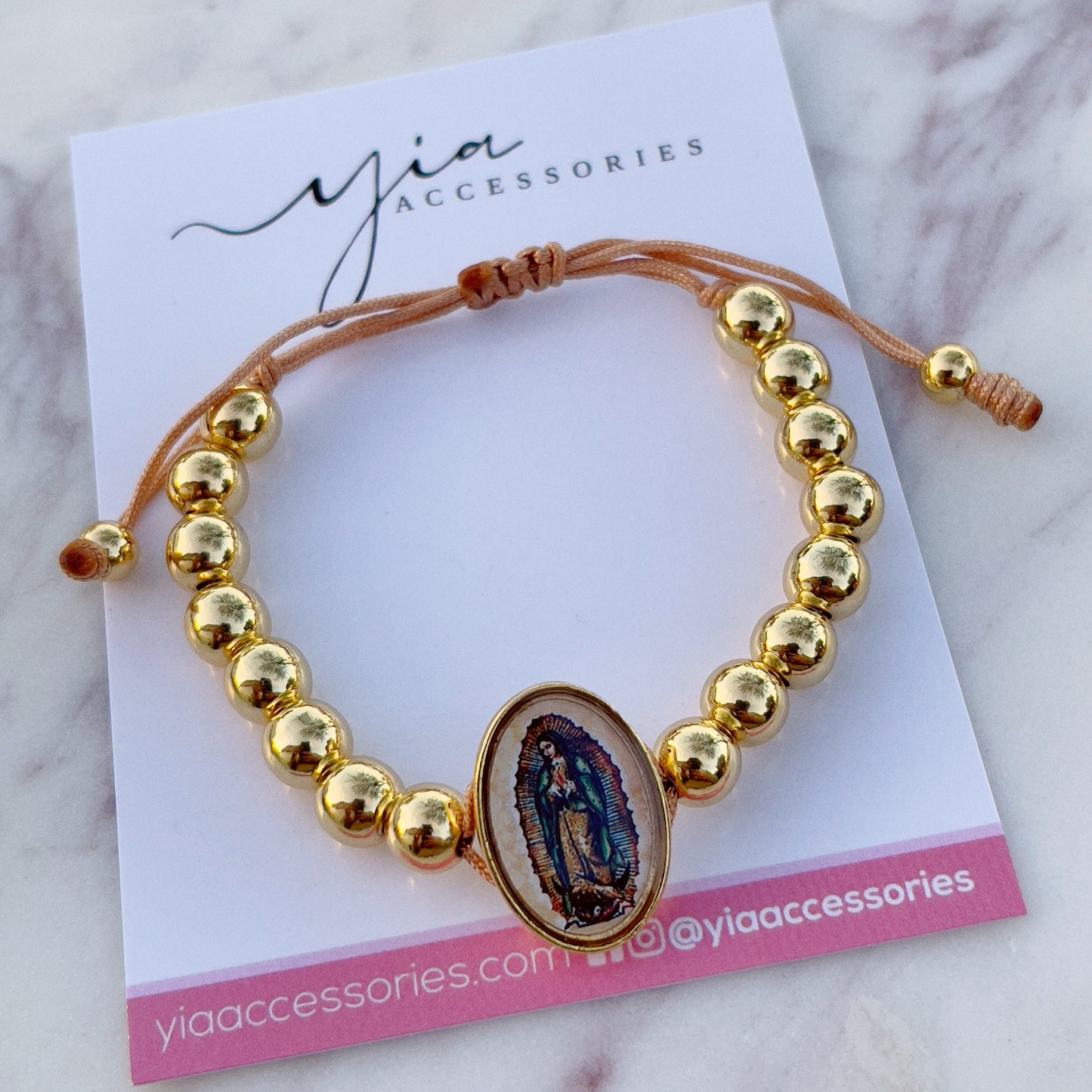 Chunky beaded SanJudas/Virgencita bracelet