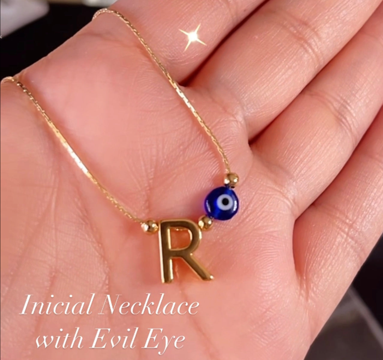 Inicial Necklace with Evil Eye