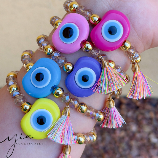 Bubble Heart Evil Eye bracelet