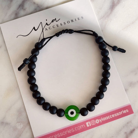 Green Evil Eye mens bracelet