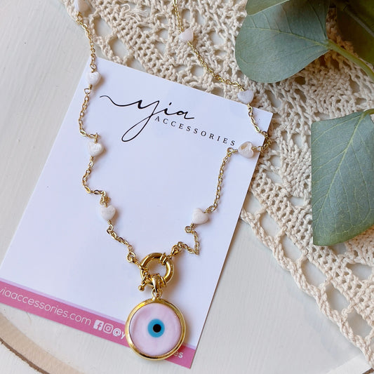 Hearts and Evil Eye Necklace