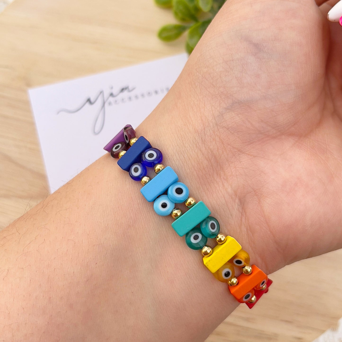 Multicolor Ojito Chunky Double bracelet