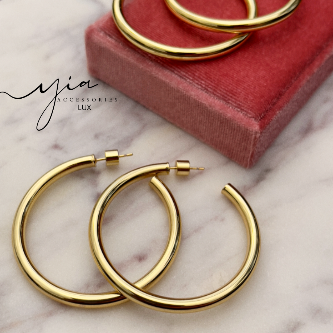 Gold tube Hoop earrings